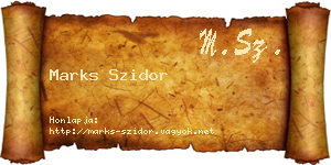 Marks Szidor névjegykártya